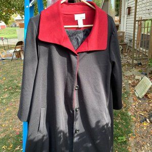 Black and Red Spiegel Pea Coat - OBO